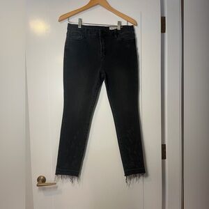 Mystree Black Ankle Jeans with Frayed Hem